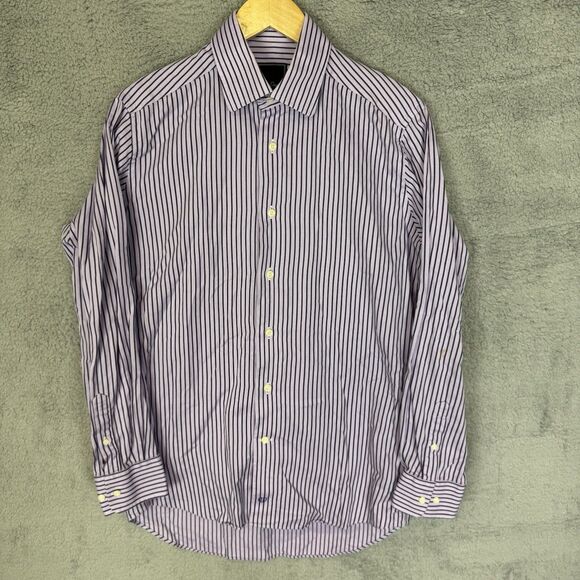 S David Donahue Shirt Men's‎ 15.5 32/33 Purple Long Sleeve Button Up Dress - Picture 1 of 9